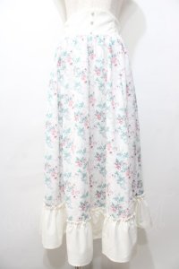 Kurumi Collaboration / 花柄フレアスカート  白 Y-25-09-11-098-LO-SK-SZ-ZT512