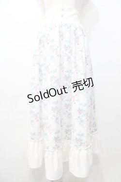 画像1: 【SALE】Kurumi Collaboration / 花柄フレアスカート  白 Y-25-09-11-098-LO-SK-SZ-ZT512