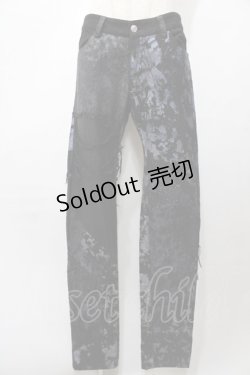 画像1: NAOTO SEVEN / 異素材プリントパンツ  黒×青 Y-25-09-11-105-HN-PA-SZ-ZY