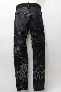 画像2: NAOTO SEVEN / 異素材プリントパンツ  黒×青 Y-25-09-11-105-HN-PA-SZ-ZY