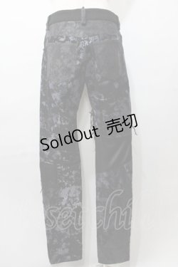 画像2: NAOTO SEVEN / 異素材プリントパンツ  黒×青 Y-25-09-11-105-HN-PA-SZ-ZY