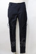 Ozz Croce / 編み上げストレッチパンツ  紺 Y-25-09-11-113-OO-PA-SZ-ZY