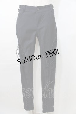 画像1: Ozz Croce / 編み上げストレッチパンツ  紺 Y-25-09-11-113-OO-PA-SZ-ZY