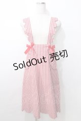 Nile Perch / ギンガム吊りジャンパースカート  赤 Y-25-09-11-017-LO-SK-SZ-ZT107