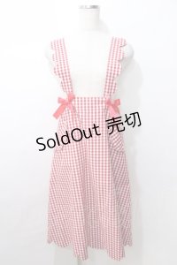 Nile Perch / ギンガム吊りジャンパースカート  赤 Y-25-09-11-017-LO-SK-SZ-ZT107