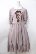 m petit by misako / AMレースアップワンピース L 中桃 Y-25-09-11-025-LO-OP-SZ-ZY