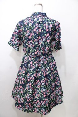 画像2: merry jenny / フラワー総柄シャツワンピース  紺 Y-25-09-11-028-LO-OP-SZ-ZY