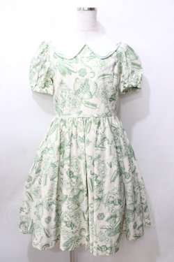 画像1: Q-pot. / パティスリーパフスリーブワンピース  グリーン Y-25-09-11-029-QP-OP-SZ-ZY