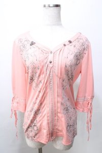 OZZ ANGELO / プリントトップス  ピンク Y-25-09-11-004-OO-TO-SZ-ZY