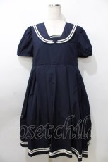 画像1: 【SALE】LIEF / Aラインセーラーワンピース  紺 Y-25-09-11-032-LO-OP-SZ-ZT016 (1)