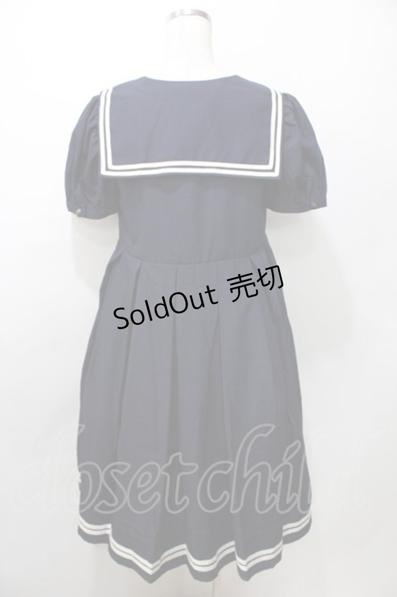 画像2: 【SALE】LIEF / Aラインセーラーワンピース  紺 Y-25-09-11-032-LO-OP-SZ-ZT016 (2)