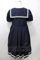 画像2: 【SALE】LIEF / Aラインセーラーワンピース  紺 Y-25-09-11-032-LO-OP-SZ-ZT016 (2)