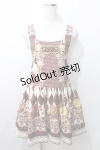 MAM MAXICIMAM / 黒猫アリスのマジカルダイヤ柄の不思議なふしぎな懐中時計サロペット  ブラウン Y-25-09-11-033-LO-OP-SZ-ZY