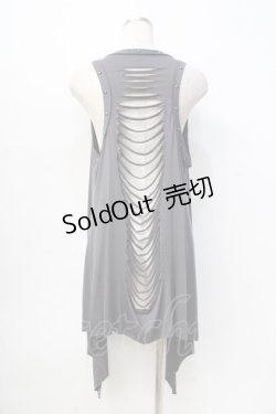 画像1: GHOST of HARLEM / ダメージカットジレ F グレー Y-25-09-13-029-GL-TO-SZ-ZY