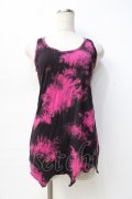 GLAD NEWS / ムラ染めイレギュラータンクトップ F ピンク×黒 Y-25-09-13-030-GL-TO-SZ-ZY