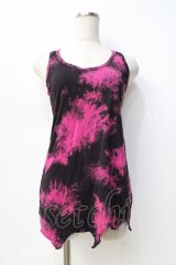 GLAD NEWS / ムラ染めイレギュラータンクトップ F ピンク×黒 Y-25-09-13-030-GL-TO-SZ-ZT204