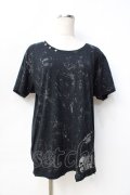 SEX POT ReVeNGe / 飛沫ptスリムカットソー  黒 Y-25-09-13-031-SP-TO-SZ-ZY