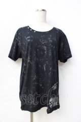 SEX POT ReVeNGe / 飛沫ptスリムカットソー  黒 Y-25-09-13-031-SP-TO-SZ-ZT081