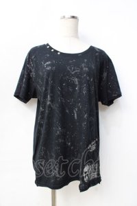 SEX POT ReVeNGe / 飛沫ptスリムカットソー  黒 Y-25-09-13-031-SP-TO-SZ-ZT081