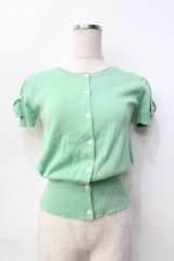 Emily Temple cute / リボン付半袖ニットカーディガン M ミント Y-25-09-13-034-ET-TO-SZ-ZT510