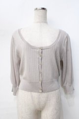 an another angelus / シースルースリーブUネックニットカーディガン  グレー Y-25-09-13-038-CA-TO-AS-ZT203