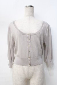 an another angelus / シースルースリーブUネックニットカーディガン  グレー Y-25-09-13-038-CA-TO-AS-ZT203