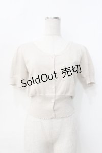 Emily Temple cute / ハートロゴ刺繍 ラメニットパフカーディガン  ベージュ Y-25-09-13-039-ET-TO-SZ-ZT512