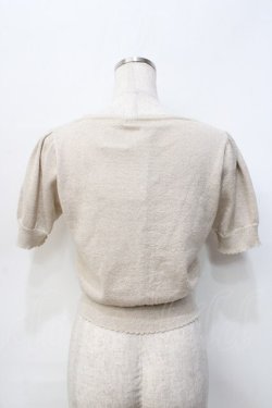 画像3: Emily Temple cute / ハートロゴ刺繍 ラメニットパフカーディガン  ベージュ Y-25-09-13-039-ET-TO-SZ-ZT512