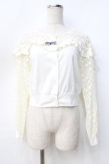 画像1: 【SALE】Shirley Temple / ビスチェ切替レースカーディガン 150-160 アイボリー Y-25-09-13-041-ET-TO-SZ-ZT389 (1)