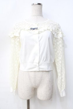 画像1: Shirley Temple / ビスチェ切替レースカーディガン 150-160 アイボリー Y-25-09-13-041-ET-TO-SZ-ZT389