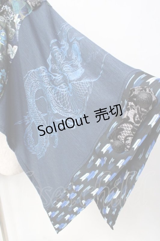 画像5: Qutie Frash / 和柄ポンチョ  ブルー Y-25-09-13-045-QU-JA-SZ-ZY (5)