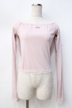 画像1: lilLilly / オフショルレースフーディトップス F ピンク Y-25-09-13-054-LO-TO-SZ-ZY