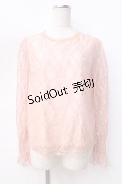 画像1: 【SALE】evelyn / 総レーストップス M ピンク Y-25-09-13-055-LO-SK-SZ-ZT510