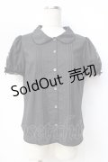 【SALE】Melody BasKet /Melody刺繍半袖ブラウス - 黒 Y-25-09-13-059-LO-OP-AS-ZT326