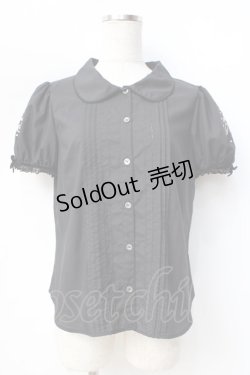 画像1: 【SALE】Melody BasKet /Melody刺繍半袖ブラウス - 黒 Y-25-09-13-059-LO-OP-AS-ZT326