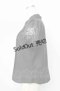 画像2: 【SALE】Melody BasKet /Melody刺繍半袖ブラウス - 黒 Y-25-09-13-059-LO-OP-AS-ZT326