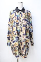 Perla nell' ostrica / ビンテージキャットシャツ  ネイビー Y-25-09-13-063-EL-BL-SZ-ZY