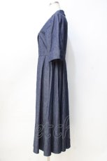 画像2: 【SALE】Perla nell' ostrica / 半袖ショールカラージャケットワンピース M インディゴ Y-25-09-13-065-EL-OP-SZ-ZT016 (2)