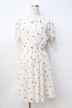 画像1: Ank Rouge / VintageRoseプリーツシフォンワンピース M アイボリー Y-25-09-13-066-CA-OP-SZ-ZT377