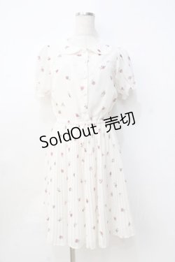 画像1: 【SALE】Ank Rouge / VintageRoseプリーツシフォンワンピース M アイボリー Y-25-09-13-066-CA-OP-SZ-ZT377