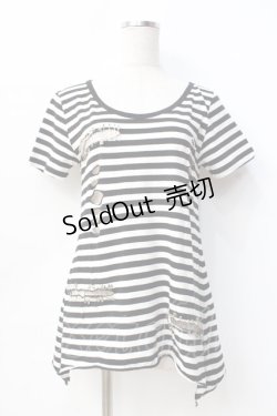 画像1: 【SALE】GLAD NEWS / 安ピン付きダメージカットソー  白黒 Y-25-09-13-008-GL-TO-SZ-ZT083
