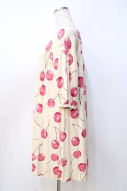 画像2: Jane Marple / リヨセルコットンのチェリープリントチュニックワンピース M アイボリー Y-25-09-13-076-JM-OP-SZ-ZT312