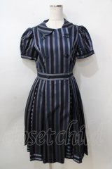 Jane Marple / レジメンタルストライプ ダブルボタンワンピース M 紺 Y-25-09-13-078-JM-OP-SZ-ZT512