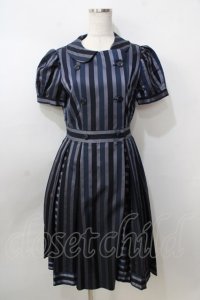 Jane Marple / レジメンタルストライプ ダブルボタンワンピース M 紺 Y-25-09-13-078-JM-OP-SZ-ZT512
