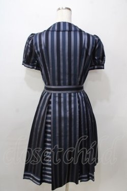 画像2: Jane Marple / レジメンタルストライプ ダブルボタンワンピース M 紺 Y-25-09-13-078-JM-OP-SZ-ZT0926B