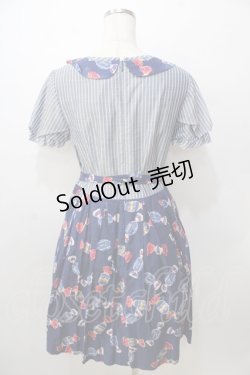 画像2: Jane Marple / キャンディトロンプイユワンピース M 紺 Y-25-09-13-084-JM-OP-AS-ZY