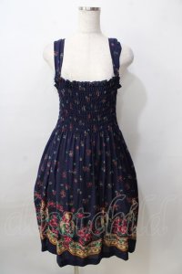 Jane Marple / マトリョーシカプリントジャンパースカート M 紺 Y-25-09-13-085-JM-OP-SZ-ZT326