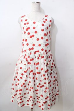 画像1: Jane Marple / Skipping cherries バックリボンドレス M ホワイト Y-25-09-13-089-JM-OP-SZ-ZY
