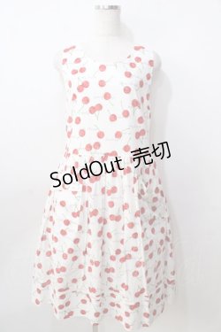 画像1: Jane Marple / Skipping cherries バックリボンドレス M ホワイト Y-25-09-13-089-JM-OP-SZ-ZY