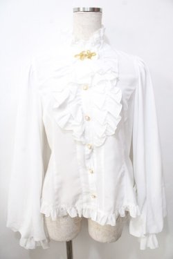 画像1: metamorphose / スタンドカラーairyフリルブラウス １ 白 Y-25-09-13-090-ME-BL-SZ-ZY